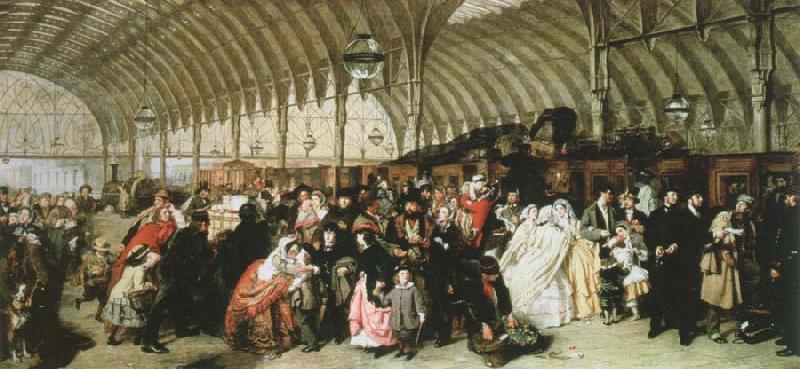 William Powell  Frith the railway station oil painting picture
